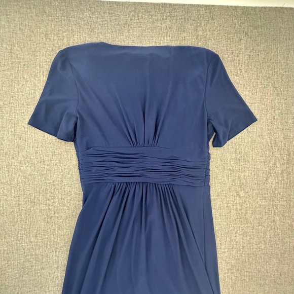 Evan Picone Dress Navy Blue Sz 8 V-Neck Short Sleeve Stretch Zipper Closure - Picture 11 of 15